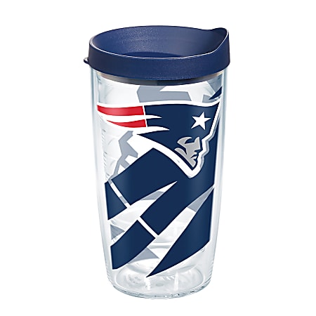 Tervis NFL Tumbler With Lid, 16 Oz, New England Patriots, Clear