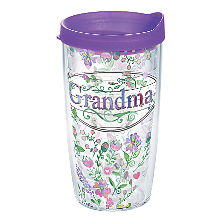Tervis Grandma Flower Tumbler With Lid, 16 Oz, Clear