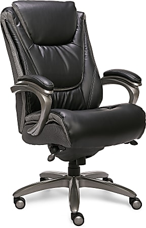 Serta® Big & Tall Smart Layers™ Blissfully Ergonomic Bonded Leather High-Back Chair, Black/Gray