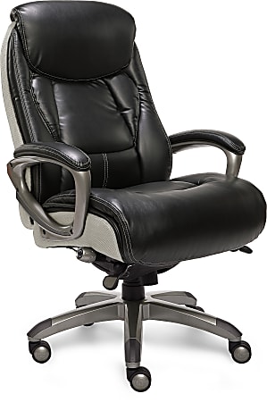 Serta® Smart Layers™ Tranquility Executive Ergonomic Bonded Leather High-Back Chair, Black/Slate