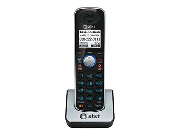 AT&T TL86009 DECT 6.0 Accessory Handset for AT&T TL86109, Black - Cordless - Headset Port - Silver