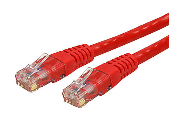 StarTech.com 1ft CAT6 Ethernet Cable - Red Molded Gigabit CAT 6 Wire - 100W PoE RJ45 UTP 650MHz - Category 6 Network Patch Cord UL/TIA - C6PATCH1RD