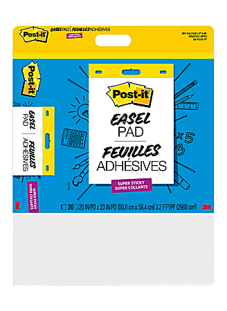 Post it Super Sticky Wall Pad 20 x 23 Plain White Paper 20 Self Stick  Sheets Per Pad - Office Depot