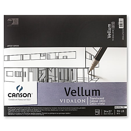 Canson Vidalon Tracing Vellum Pad, 14" x 17", Pack Of 50 Sheets
