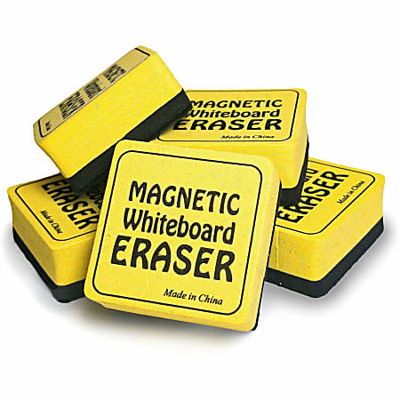 The Pencil Grip Magnetic Whiteboard Erasers, 2" x 2", Yellow, Pack Of 12