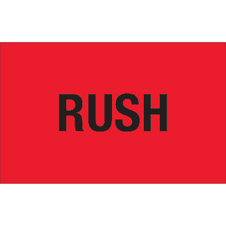 Tape Logic® Preprinted Shipping Labels, DL1367, Rush, Rectangle, 1 1/4" x 2", Fluorescent Red, Roll Of 500