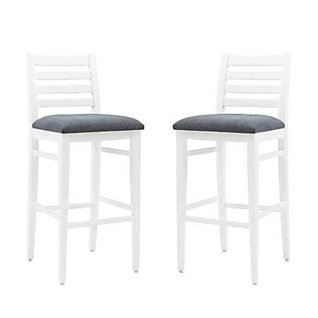 Linon Fulton Upholstered Bar Stools, White/Gray, Set Of 2 Stools