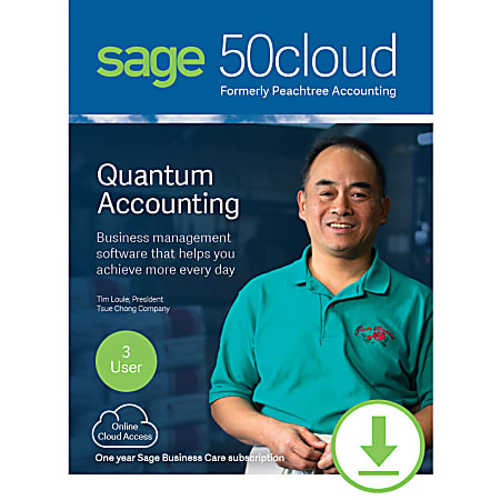 Sage 50 Sage 50cloud Quantum Accounting 2019 U.S. 3-User One Year Subscription (Windows)