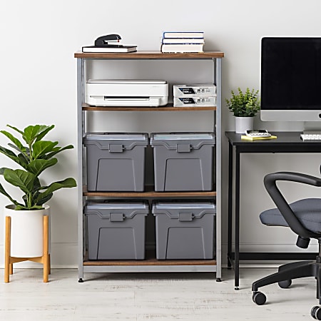 IRIS Portable Plastic File Boxes with Organizer Lids Letter Size Gray ...