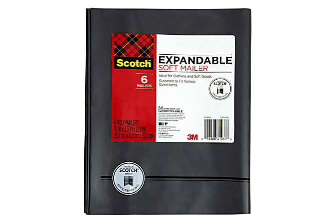 Scotch™ Expandable Soft Mailer, 10 in x 12.9 in, 6 Mailer, Self-Seal