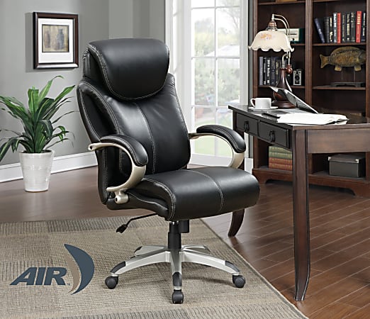 Serta Wellness by Design AIR Big Tall Executive Leather Office Chair Black Titanium