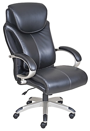 Serta® Wellness by Design AIR™ Big & Tall Executive Leather Office Chair, Black/Titanium