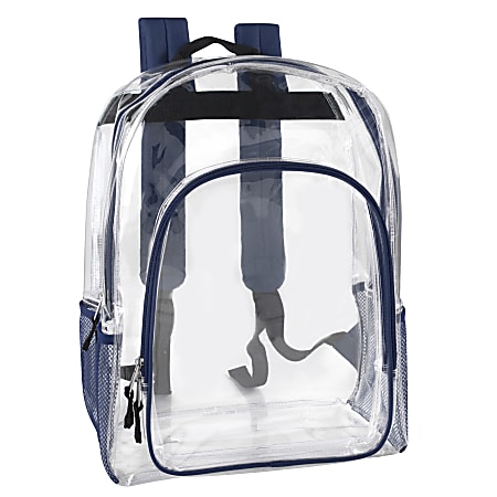 Trailmaker Heavy Duty Clear Backpack Navy Trim - Office Depot