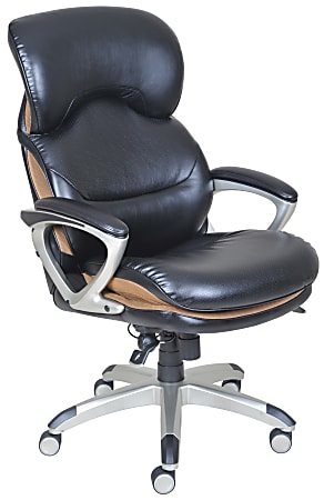 Serta® Wellness by Design AIR™ Executive Leather Office Chair, Black/Moonstone