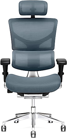 X-Chair X3 Wide Ergonomic Nylon High-Back Task Chair With Headrest, Gray