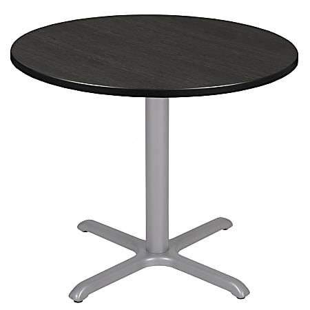 Regency Cain Round X-Base Breakroom Table, 29”H x 42”W x 42”D, Ash Gray/Gray