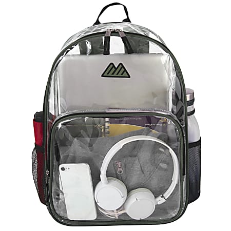 clear mini backpack office depot Summit Ridge Heavy Duty Clear Backpack Green Trim