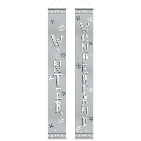 Amscan 671210 Christmas Snowy Hanging Flag Home Decorations, Set Of 2 Decorations