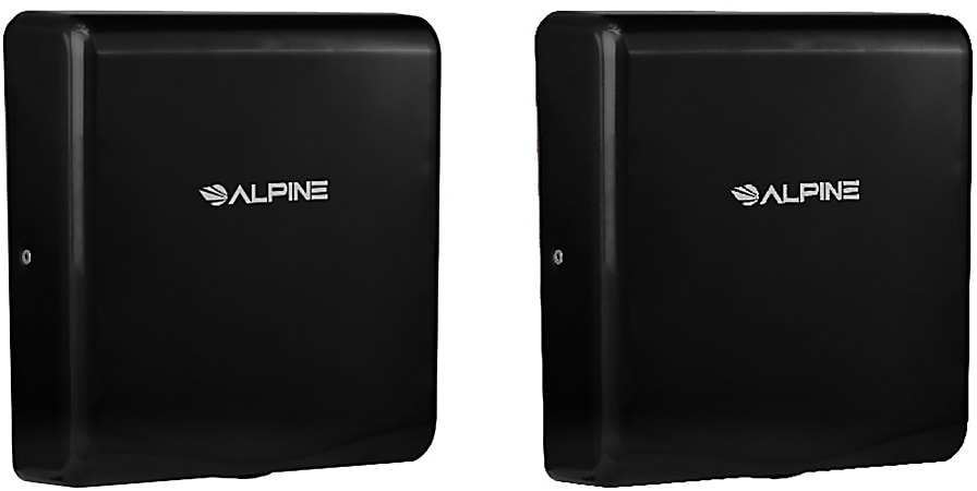 Alpine Industries Willow Commercial High-Speed Automatic Electric Hand Dryers, Black, Pack Of 2 Dryers