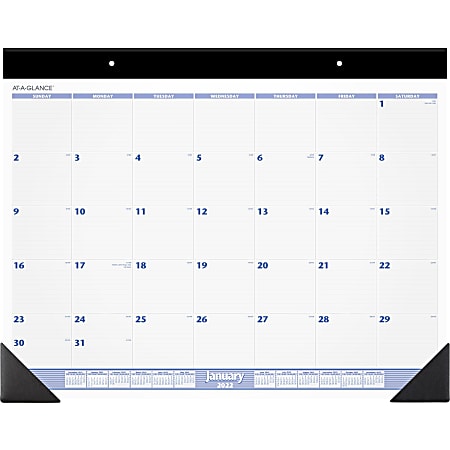 AT-A-GLANCE® Monthly Desk Calendar, 24" x 19", Blue/Gray, January To December 2022, SW23000