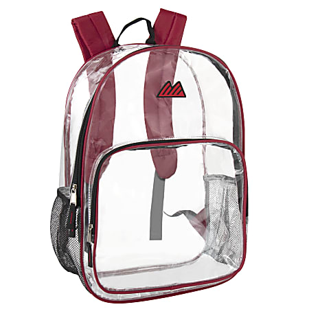 Summit Ridge Heavy Duty Clear Backpack Red Trim Office Depot