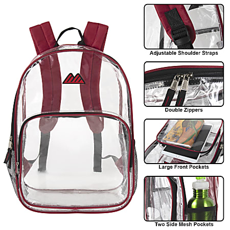 Summit Ridge Heavy Duty Clear Backpack Red Trim - Office Depot