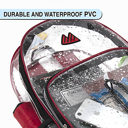 Summit Ridge Heavy Duty Clear Backpack Red Trim Office Depot