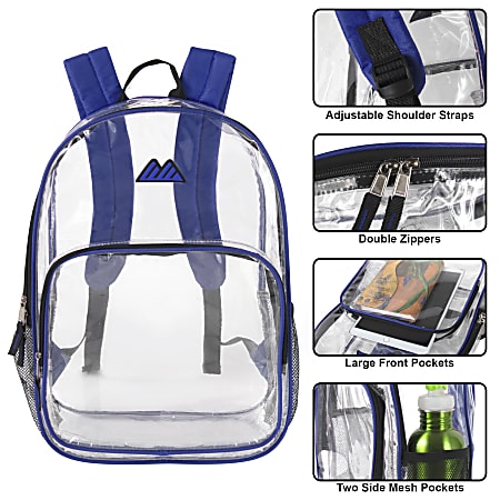Summit Ridge Heavy Duty Clear Backpack Blue Trim Office Depot