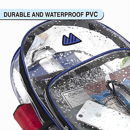 Summit Ridge Heavy Duty Clear Backpack Blue Trim - Office Depot