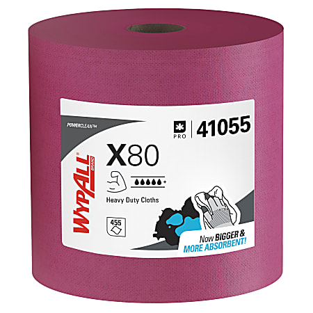 Wypall X80 Jumbo Wipes, 12 1/2" x 13 1/2", 455 Per Roll