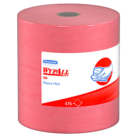 Wypall X80 Jumbo Wipes, 12 1/2" x 13 1/2", 475 Per Roll