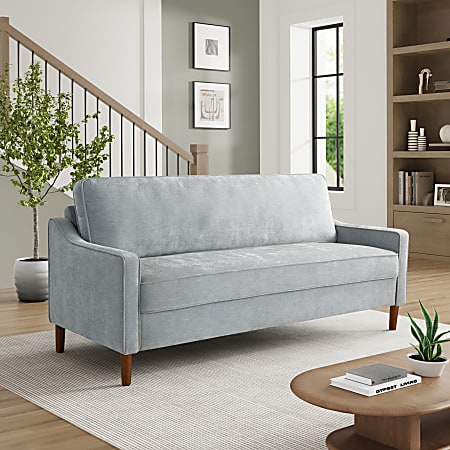 Lifestyle Solutions Shendi Fabric Sofa, 34”H x 76”W x 31”D, Light Gray