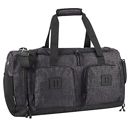 Summit Ridge Polyester Duffel, 12”H x 22”W x 9”D, Black Heather