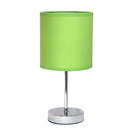 Simple Designs Chrome Mini Basic Table Lamp with Green Fabric Shade