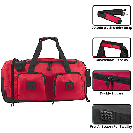 Summit Ridge Polyester Duffel 12 H x 22 W x 9 D Red - Office Depot
