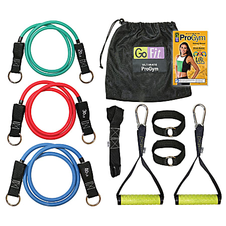 GoFit Ultimate ProGym Resistance Bands Kit With Training DVD, Multicolor