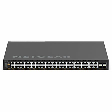 Netgear AV Line M4350-44M4X4V Ethernet Switch - 48 Ports - Manageable - 25 Gigabit Ethernet - 10GBase-X, 25GBase-X, 1000Base-X, 10GBase-T, 2.5GBase-T, 5GBase-T, 10/100/1000Base-T - 3 Layer Supported - Modular - 550 W Power Consumption