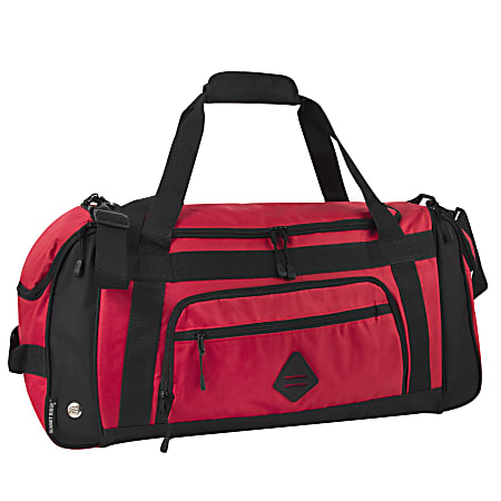 Summit Ridge Polyester Duffel, 12”H x 24”W x 9”D, Red