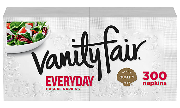 Vanity Fair® 2-Ply Everyday Napkins, 13" x 6", White, Pack Of 300 Napkins