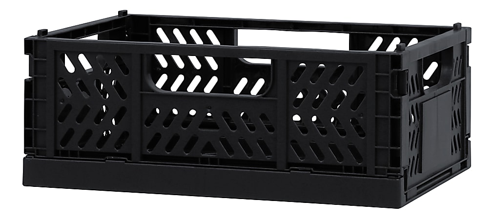 Office Depot® Brand Folding Stacking Storage Crate, 3-5/16”H x 8-5/16”W x 5-3/4”D, Black