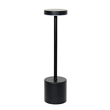 Simple Designs Mushroom Magic Disc Dimming Rechargeable Cordless 4-Way Touch Sensor Stick Desk Lamp, 12-3/4"H, Black