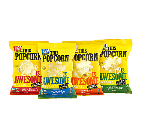 Awesome Organics This Popcorn Is Awesome Organic Popcorn Variety Pack, 1 Oz, Pack Of 20