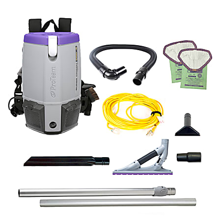 ProTeam Super Coach Pro 6 Triangular 6 Qt. Backpack Vacuum, With ProBlade Carpet Tool Kit