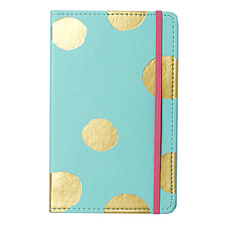 Sincerely A Collection by C.R. Gibson® Leatherette Journal, 8 1/4" x 5 1/8", Turquoise Gold Dot