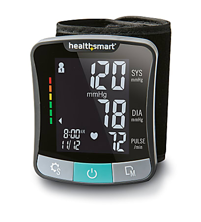 HealthSmart® Premium Series Universal Talking Wrist Digital Blood Pressure Monitor, Black/Gray