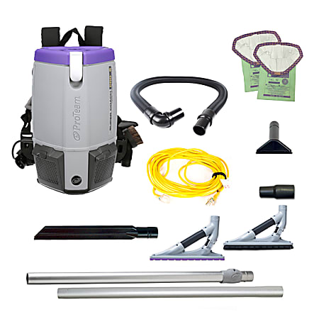 ProTeam Super Coach Pro 6 Triangular 6 Qt. Backpack Vacuum, With ProBlade Hard Surface And Carpet Tool Kit