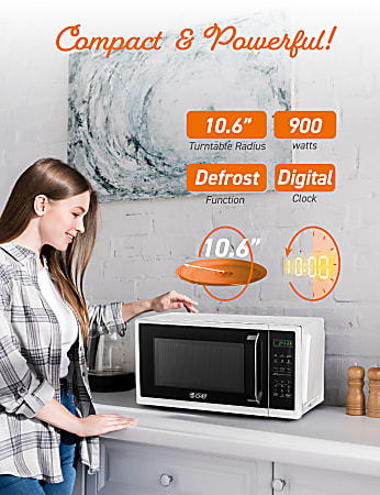 BLACK+DECKER EM925ACP-P1 0.9 Cu. Ft. Microwave With Pull Handle, White 