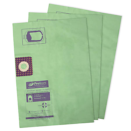 ProTeam ProGuard Intercept Micro Filter Bags, 80-Quart, Green,