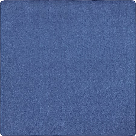 Joy Carpets Kid Essentials Solid Color Square Area Rug, Just Kidding, 6' x 6', Cobalt Blue
