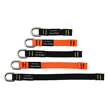 Ergodyne Squids® 3700 Web Tool Tails™, Assorted Sizes, 2 Lb, Black/Orange, Pack Of 6 Tails
